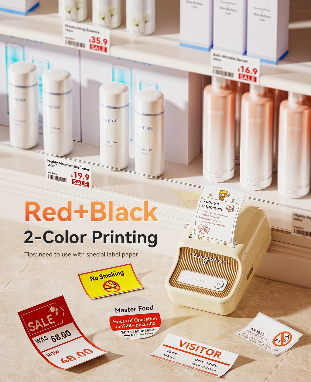 B21 Pro HD Photo Printer Label Maker Machine, NEW Upgrade !300 DPI ! Sticker Printer Thermal Labeler for Business Home Office Organization,White