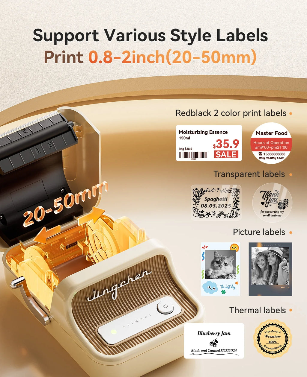 B21 Pro HD Photo Printer Label Maker Machine, NEW Upgrade !300 DPI ! Sticker Printer Thermal Labeler for Business Home Office Organization,White